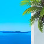 Palmier sur fond mer illustré